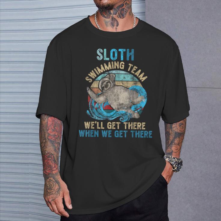 Swimmer Swim Sloth Swimming Team Retro T-Shirt Gifts for Him Swimmer Swim Sloth Swimming Team Retro T-Shirt Gifts for Him