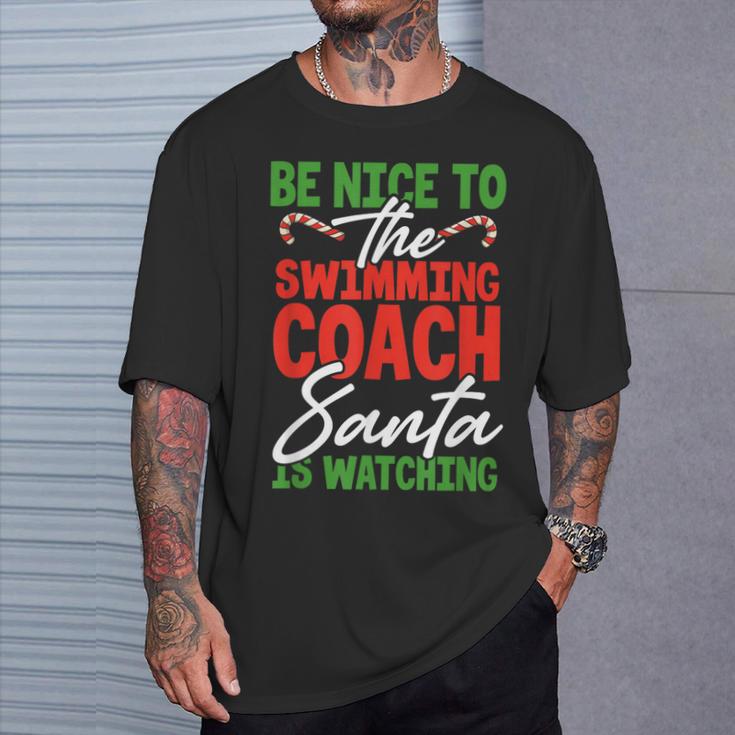 Swimming Coach Christmas Xmas Swimming Santa T-Shirt Gifts for Him Swimming Coach Christmas Xmas Swimming Santa T-Shirt Gifts for Him