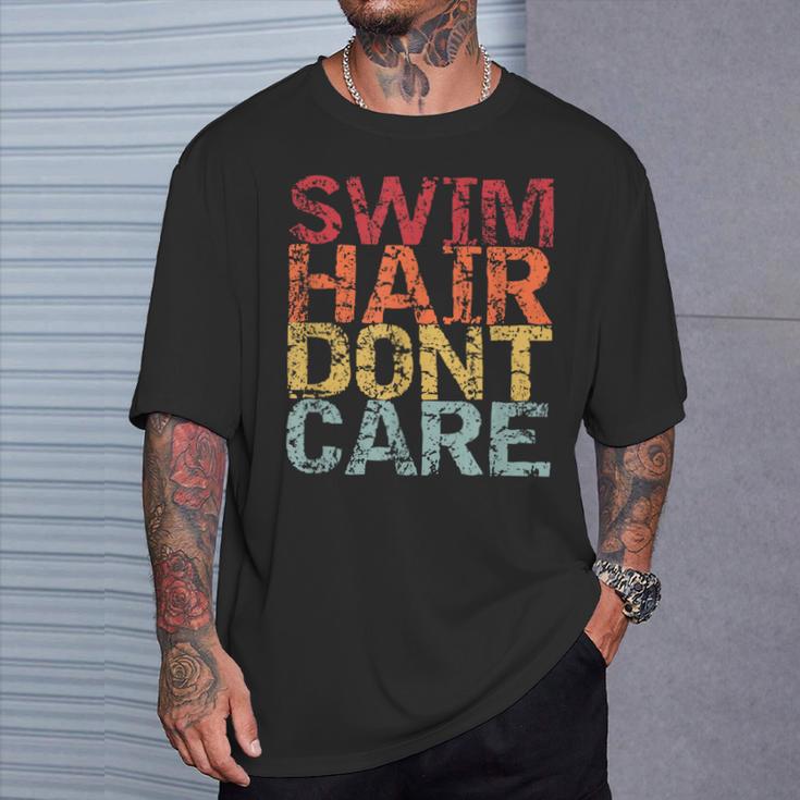 Swimming Pool Diving Sport Swimmer Swim Hair Dont Care T-Shirt Gifts for Him Swimming Pool Diving Sport Swimmer Swim Hair Dont Care T-Shirt Gifts for Him