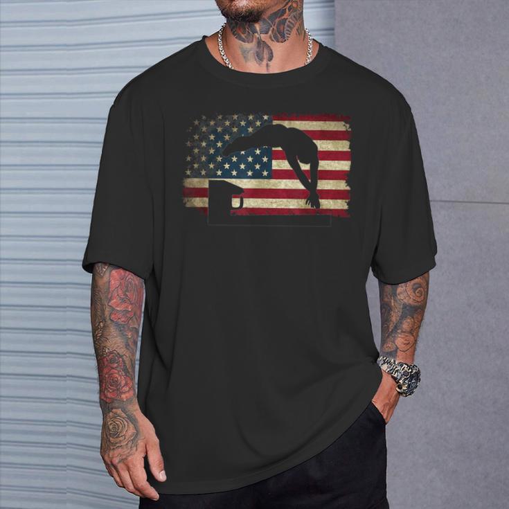 Swimming Swim Team Distressed American Flag USA Swimmer T-Shirt Gifts for Him Swimming Swim Team Distressed American Flag USA Swimmer T-Shirt Gifts for Him