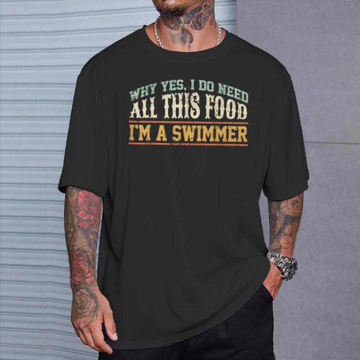 Swimming Swimmer Eating Swim T-Shirt Gifts for Him