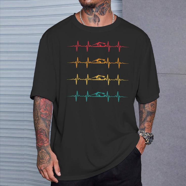 Swimming Swimmer Heartbeat Vintage Men Boys Women Swim Lover T-Shirt Gifts for Him Swimming Swimmer Heartbeat Vintage Men Boys Women Swim Lover T-Shirt Gifts for Him