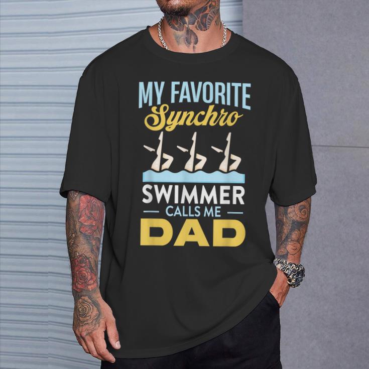 Synchronized Swimming Dad Favorite Synchro Swimmer Artistic T-Shirt Gifts for Him