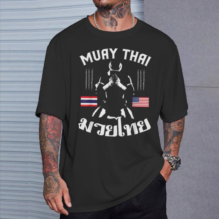 Thailand American Flag Muay Thai Thai Boxing Women Girls Kids Men T-Shirt T-Shirt Gifts for Him