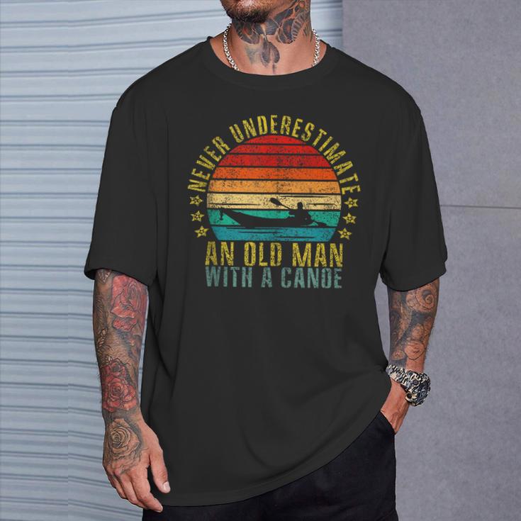 Never Underestimate An Old Man With a Canoe Retro Sleeveless T-Shirt Gifts for Him