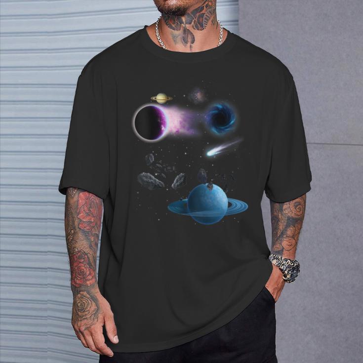Universo Espacio Motivo Planetaistemaolarol Galaxia Cuello Camiseta unisex Regalos para él