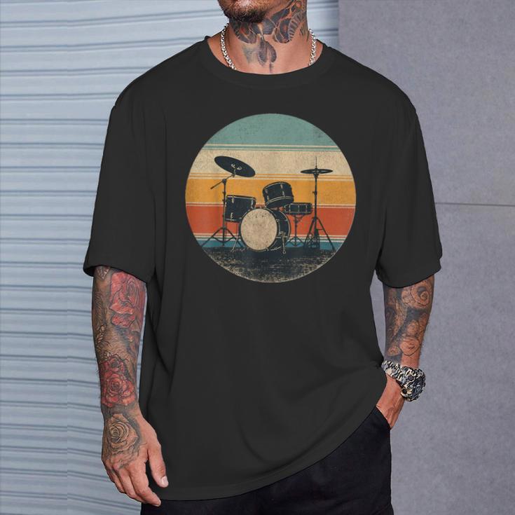 Vintage Drum Kit Silhouette Retro Music T-Shirt Gifts for Him Vintage Drum Kit Silhouette Retro Music T-Shirt Gifts for Him