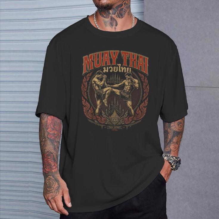 Vintage Muay Thai Bangkok Thailand Thai Boxing Art T-Shirt Gifts for Him