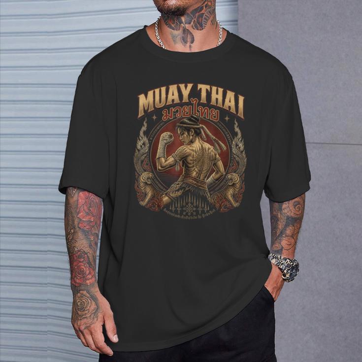 Vintage Muay Thai Flag Thailand Thai Boxing Fighter T-Shirt Gifts for Him