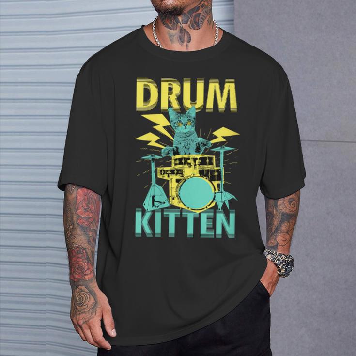 Women's Cute Drummer Cat Drum Kitten T-Shirt Gifts for Him