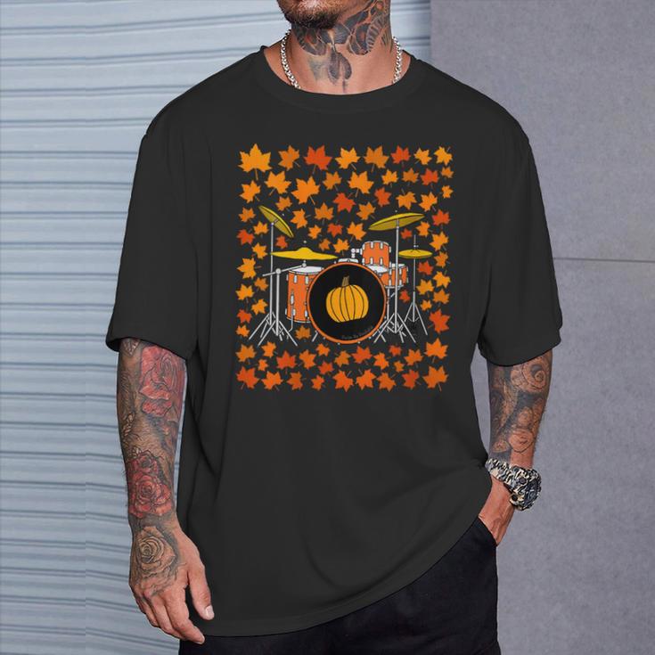 Women's Drum Kit With Leaves Fall Drummer Autumn Musician T-Shirt Gifts for Him Women's Drum Kit With Leaves Fall Drummer Autumn Musician T-Shirt Gifts for Him