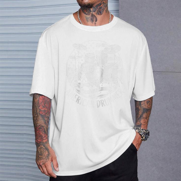 American Drummer Vintage Drum Kit With a Distressed USA Flag Raglan Baseball Tee T-Shirt Gifts for Him American Drummer Vintage Drum Kit With a Distressed USA Flag Raglan Baseball Tee T-Shirt Gifts for Him