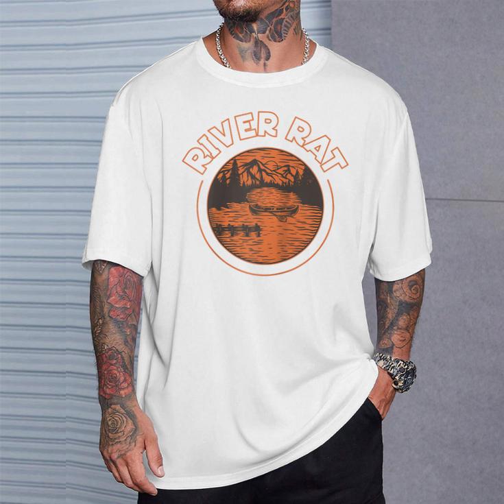 Canoe Canoeing Retro River Rat Raglan Baseball Tee T-Shirt Gifts for Him