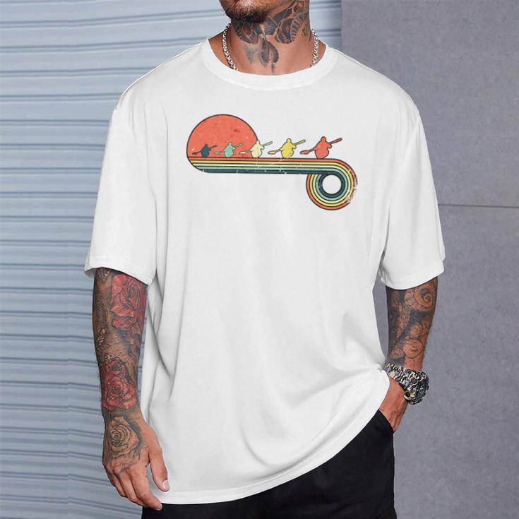 Canoe Retro Vintage Sunset Rainbow Raglan Baseball Tee T-Shirt Gifts for Him
