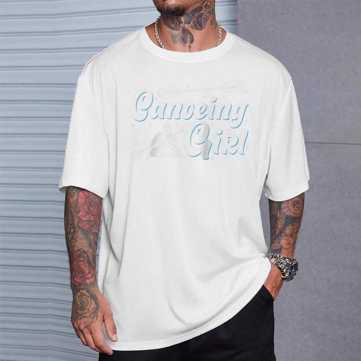 Canoeing Girl Raglan Baseball Tee T-Shirt Gifts for Him