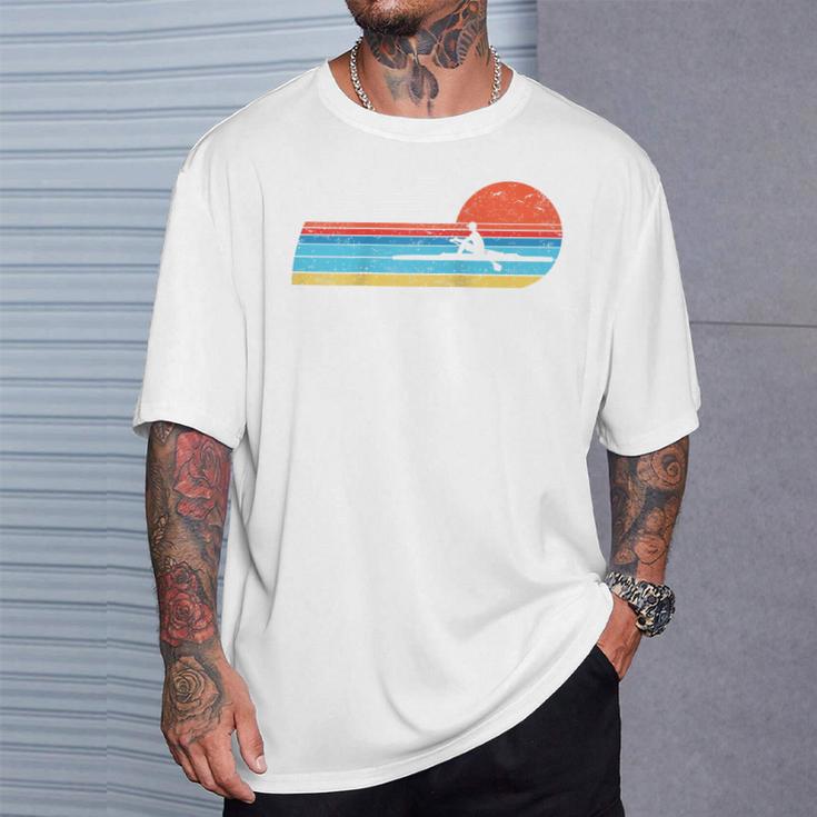 Canoes-Rowing Canoe-Rower Canoeing-Canoeist Vintage Canoes Raglan Baseball Tee T-Shirt Gifts for Him