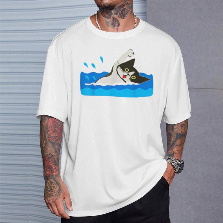 Cat Swimming Pool T-Shirt Gifts for Him