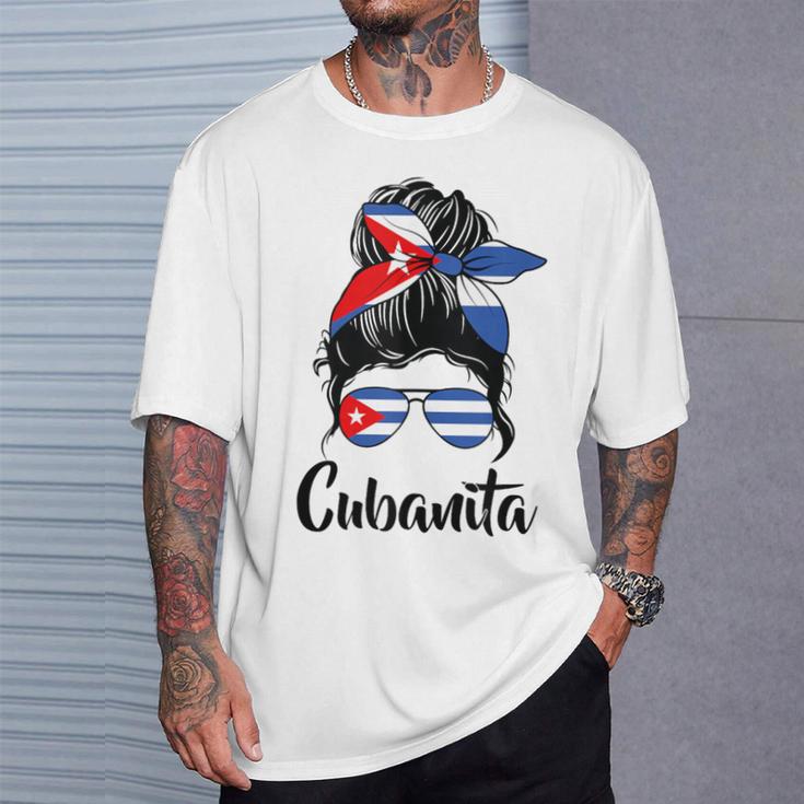 Cubanita Moño Desordenado Cubanita Cubanita Bandera Cubana Cabello Desordenado Moño In Mangas Camiseta unisex Regalos para él