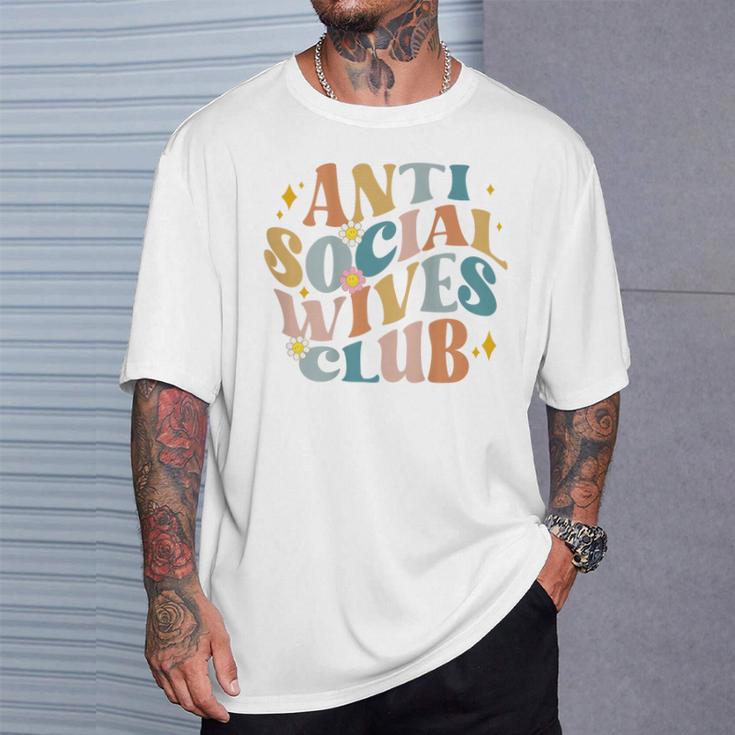 Divertido Antiocial Esposas Club Groovy Divertido Mamá Camiseta unisex Regalos para él