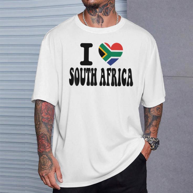 Drapeau Rétro En Forme De Cœur Avec Inscription I Loveouth Africa T-Shirt Cadeaux pour lui