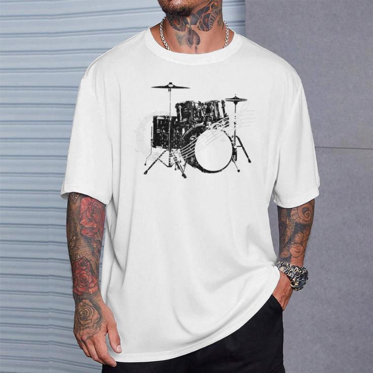 Drum Kit Drummer Band Musical Instrument Rock Music Raglan Baseball Tee T-Shirt Gifts for Him Drum Kit Drummer Band Musical Instrument Rock Music Raglan Baseball Tee T-Shirt Gifts for Him