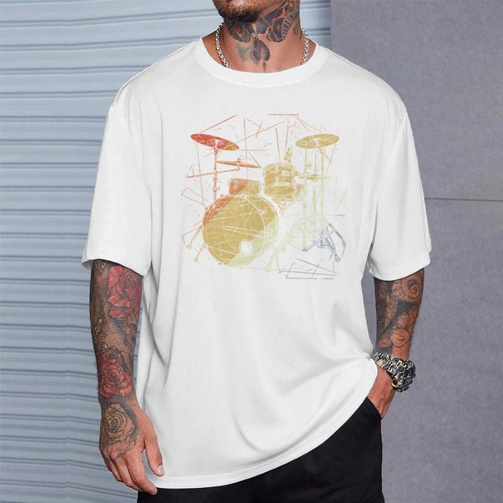 Drum Kit Retrowave Drums T-Shirt Gifts for Him