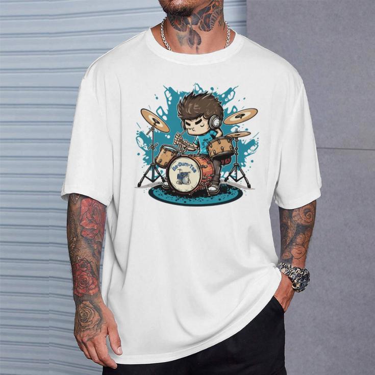 Drum Set Drumming Drummers Drum Kits Music T-Shirt Gifts for Him