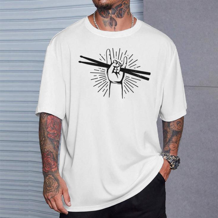 Drummer Drum Kit Rock & Roll Music Drummer T-Shirt Gifts for Him