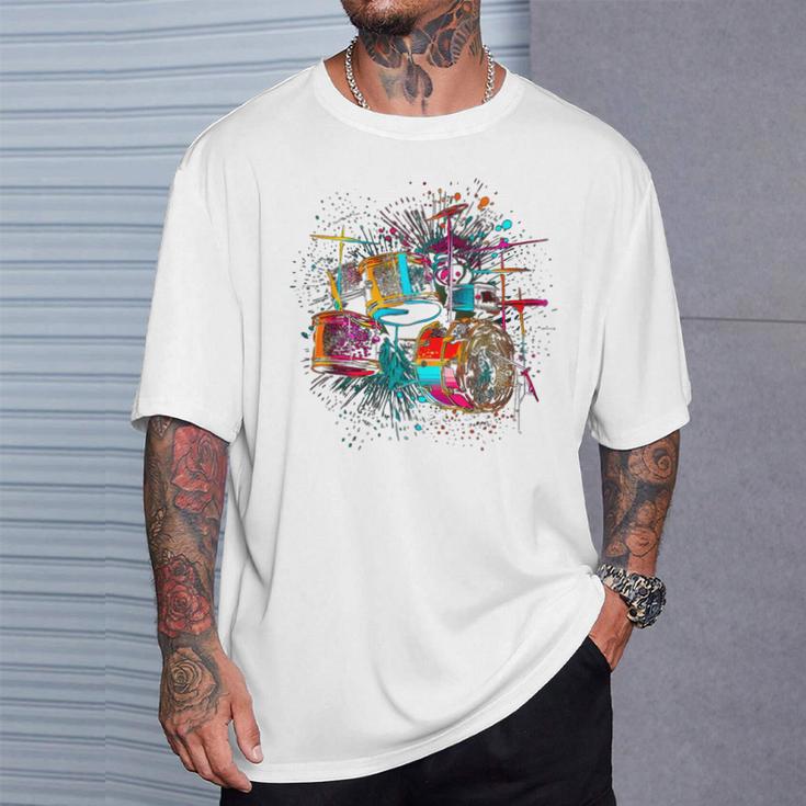 Drums Pop Art Drummer Drum Kit T-Shirt Gifts for Him Drums Pop Art Drummer Drum Kit T-Shirt Gifts for Him