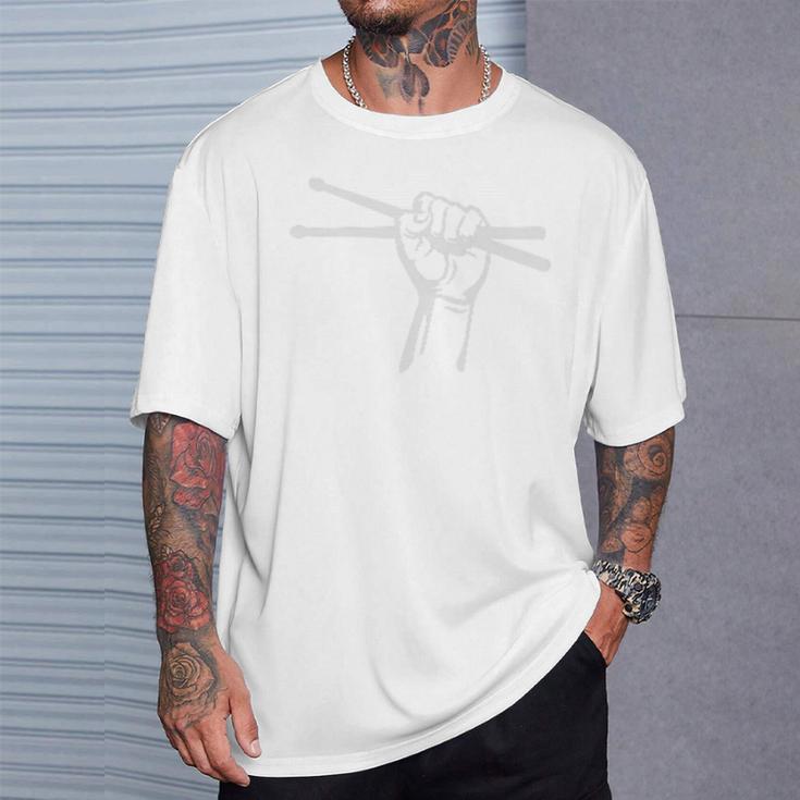 Drumsticks Hand Drum Kit Drummer Performance Quarter-Zip Top T-Shirt Gifts for Him