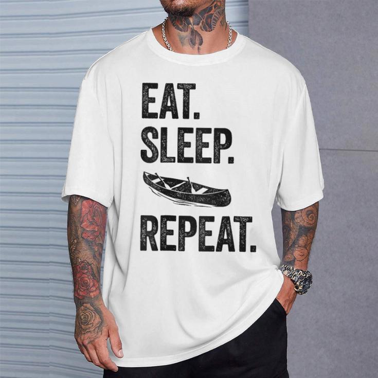 Eat Sleep Canoe Repeat Canoeing Outdoors Raglan Baseball Tee T-Shirt Gifts for Him