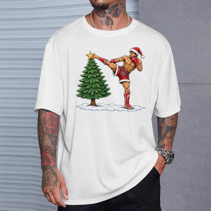 Festive Muay Thai Santa Christmas T-Shirt Gifts for Him
