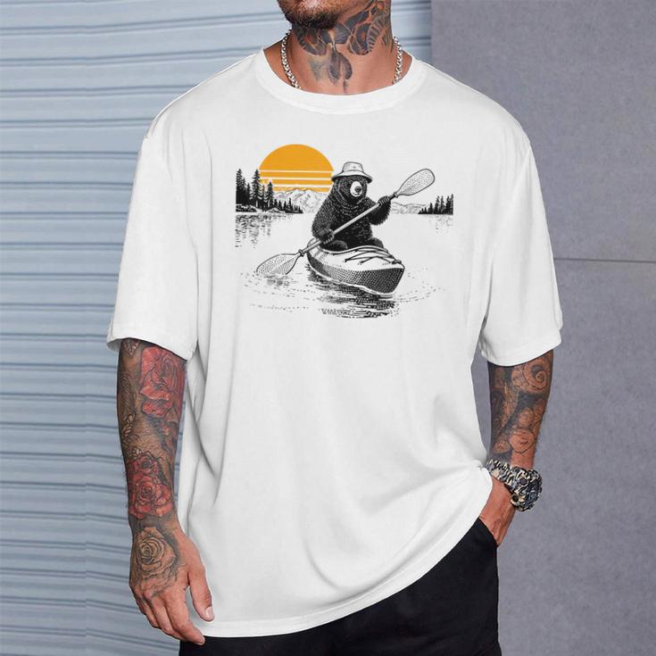 Kayaking Bear Retro Sunset Paddling Canoe Outdoor Adventure T-Shirt Gifts for Him Kayaking Bear Retro Sunset Paddling Canoe Outdoor Adventure T-Shirt Gifts for Him