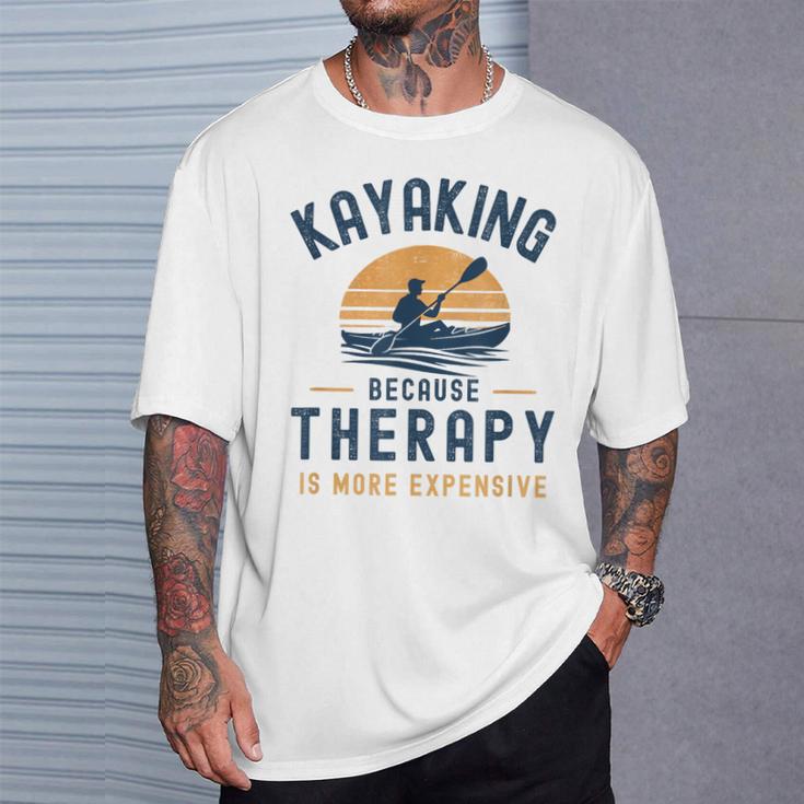 Kayaking Therapy Kayaker Canoe Paddle Lake River T-Shirt Gifts for Him