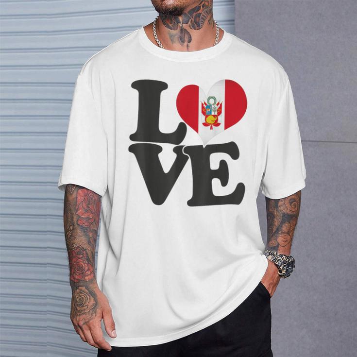 I Love Peru Bandera Corazón Patrióticoiaje Camiseta unisex Regalos para él
