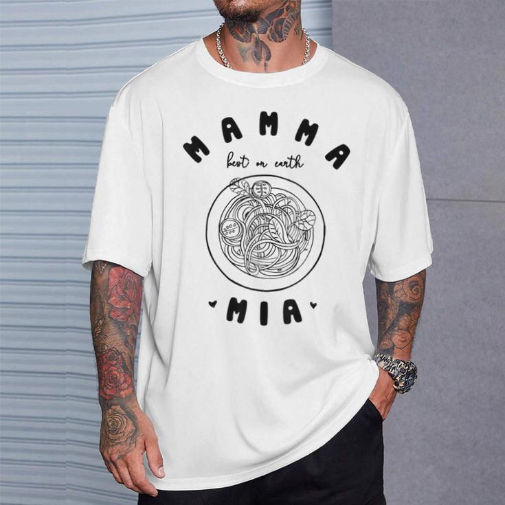 Mamma Mia Best Mum Ever スパゲッティ イタリアンヌードルラブ Tシャツ 彼への贈り物