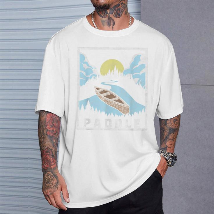 Paddle Retro Style Canoe & Outdoors Simple Canoeing Graphic T-Shirt Gifts for Him
