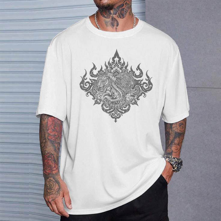 Sak Yant Muay Thai MMA Tattoo Twin Tiger Martial Art Boxing T-Shirt Gifts for Him Sak Yant Muay Thai MMA Tattoo Twin Tiger Martial Art Boxing T-Shirt Gifts for Him