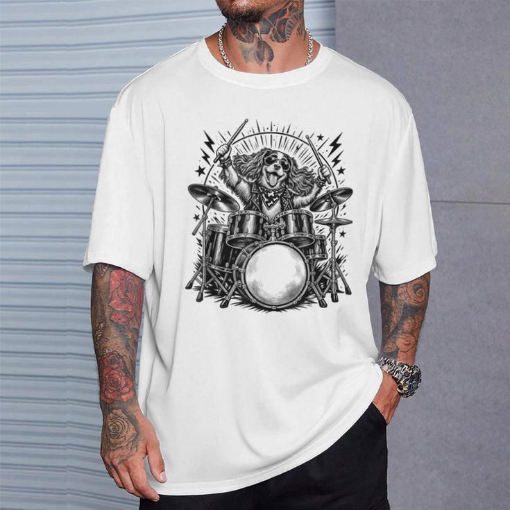 Spaniel Rock Drum Kit T-Shirt Gifts for Him