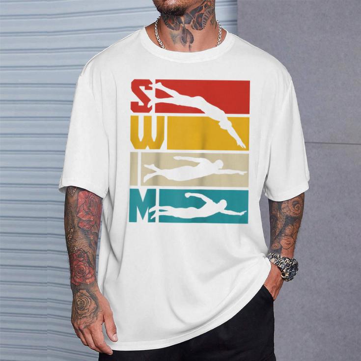 Swim Swimming Vintage Retro Swimmer Raglan Baseball Tee T-Shirt Gifts for Him Swim Swimming Vintage Retro Swimmer Raglan Baseball Tee T-Shirt Gifts for Him
