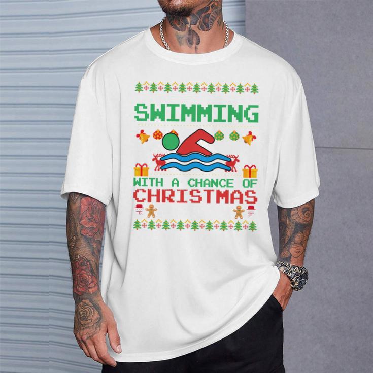 Swimming Christmas Party Swim Swimmer Christmas Ugly Style T-Shirt Gifts for Him Swimming Christmas Party Swim Swimmer Christmas Ugly Style T-Shirt Gifts for Him