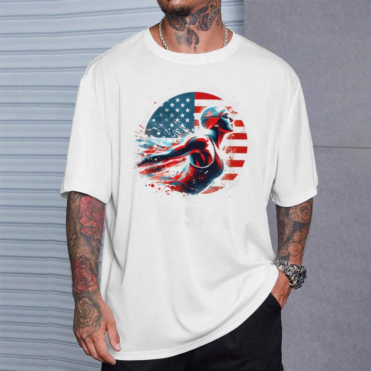 Swimming United States Apparel American Flag Swimming T-Shirt Gifts for Him Swimming United States Apparel American Flag Swimming T-Shirt Gifts for Him