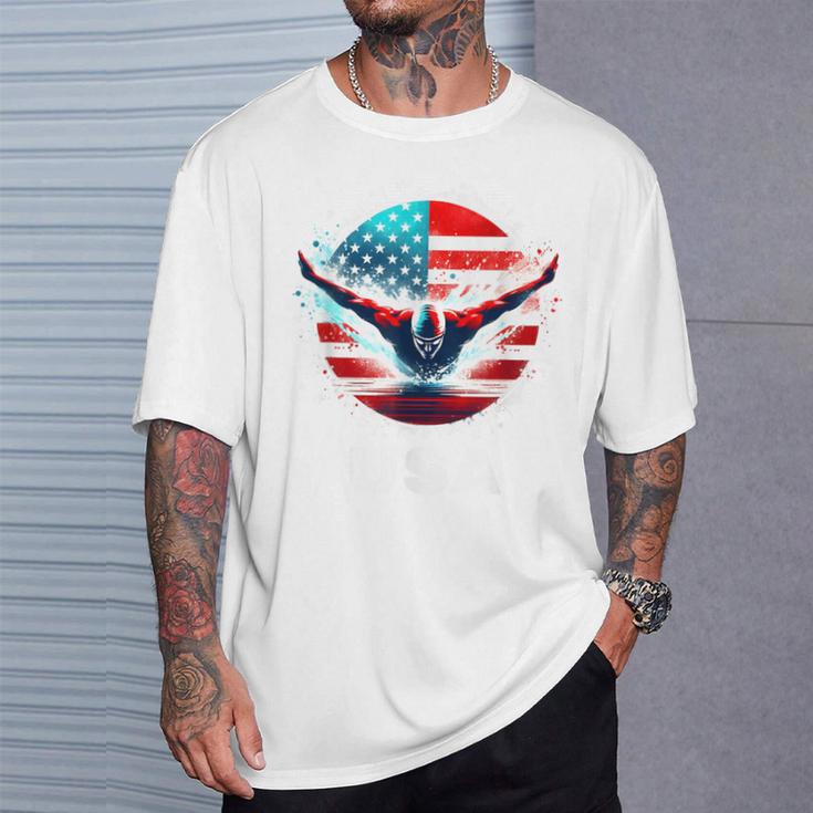Swimming United States Shirt With American Flag Swimming T-Shirt Gifts for Him Swimming United States Shirt With American Flag Swimming T-Shirt Gifts for Him