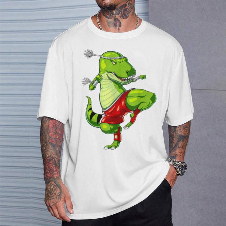 T-Rex Dinosaur Muay Thai Boxing Karate Martial Arts Kung Fu T-Shirt Gifts for Him