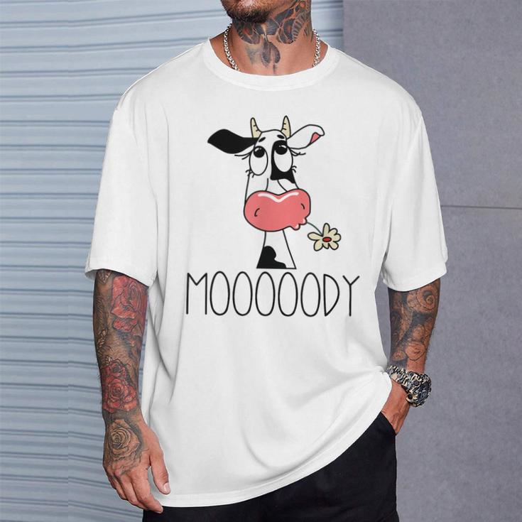 Vaca Divertida Moooody Para Granjeros Lecheros Camiseta unisex Regalos para él