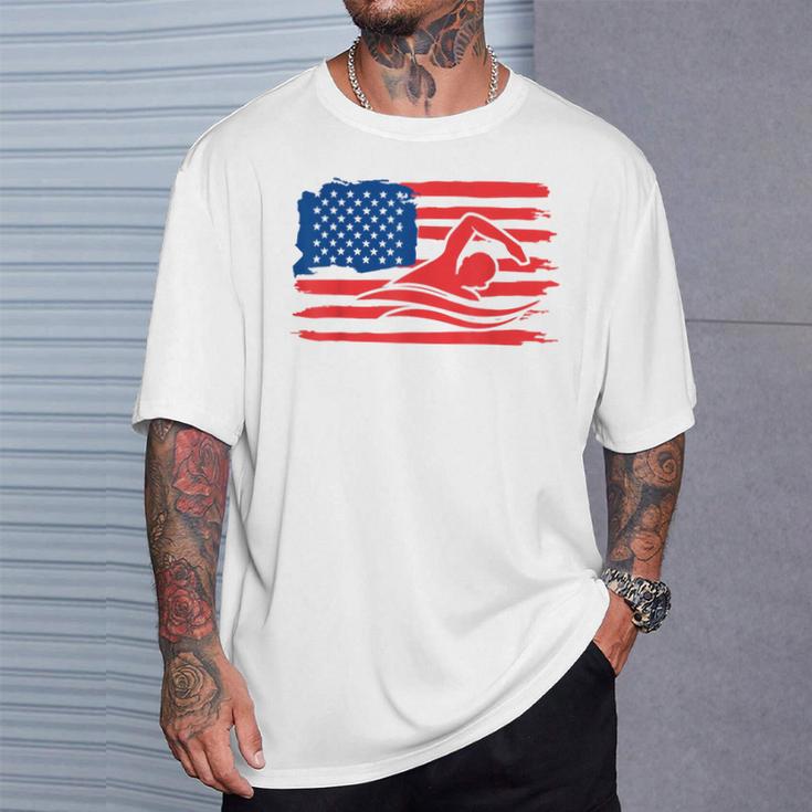 Vintage American Flag Swim Team Swimmer Funny Swimming Gift T-Shirt Gifts for Him Vintage American Flag Swim Team Swimmer Funny Swimming Gift T-Shirt Gifts for Him