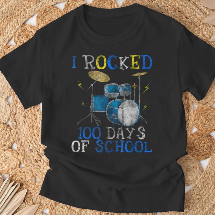 100th Day Of SchoolShirt Happy 100 Days Drum Kit Music T-Shirt Gifts for Old Men