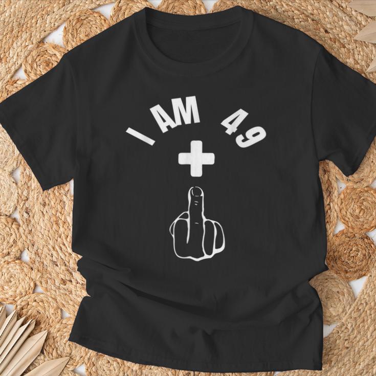 I Am 49 1 Doigt D'honneur Humoristique 50 Ans T-Shirt Cadeaux pour les vieillards
