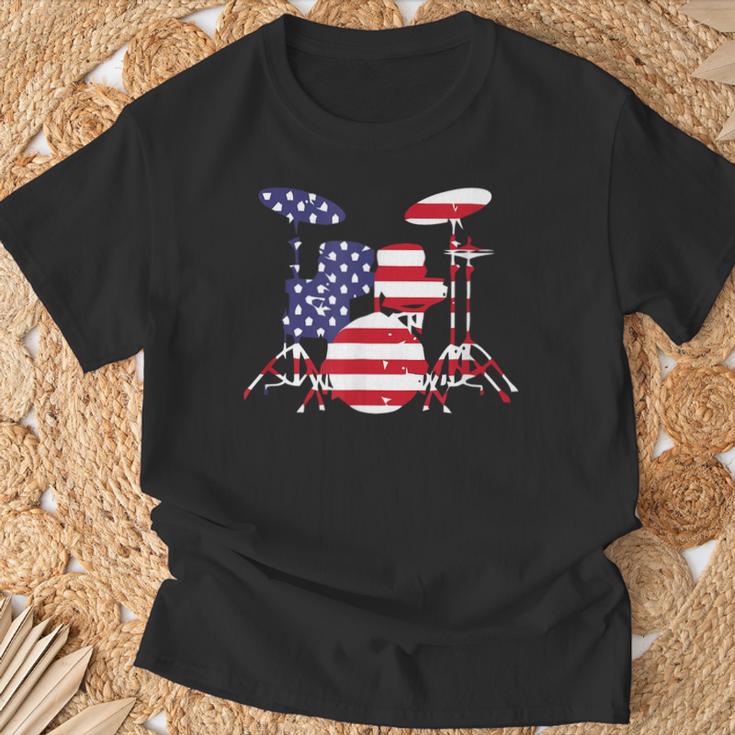 American Flag Drum Kit Patriotic US Drum Art T-Shirt Gifts for Old Men American Flag Drum Kit Patriotic US Drum Art T-Shirt Gifts for Old Men
