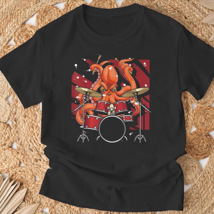 Animal Octopus Musician Drum Kit Octopus Drummer T-Shirt Gifts for Old Men